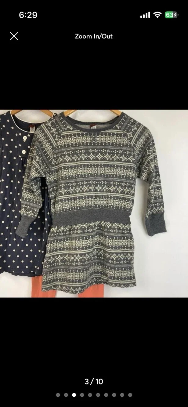Tea Collection Sz 7 Girls Dresses & Lands End Leggings Lot Outfit Set 3pc Bundle